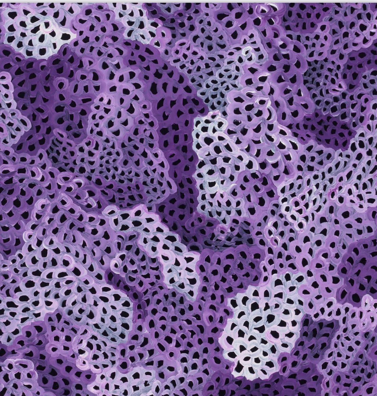Framed abstract work, stippled composition