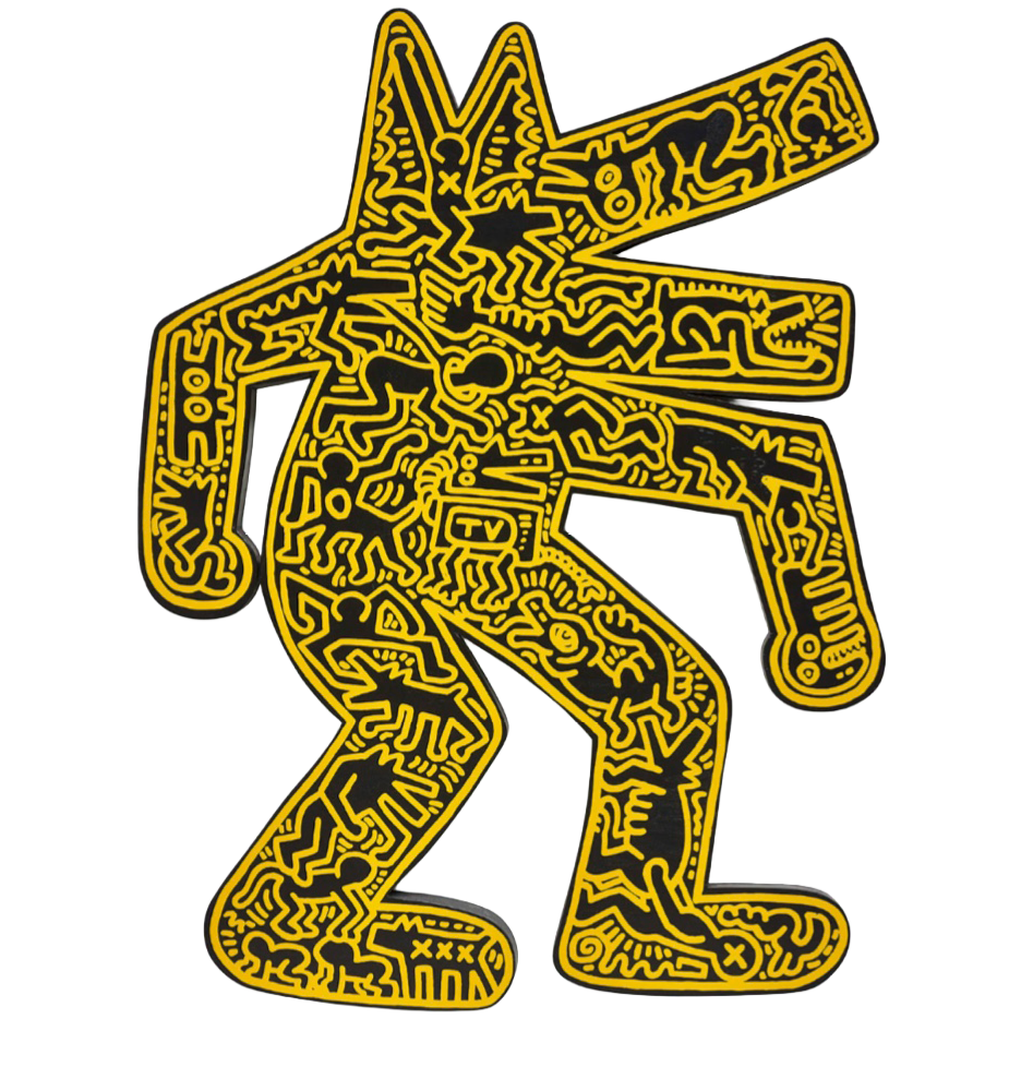 Keith Haring figure, yellow and black